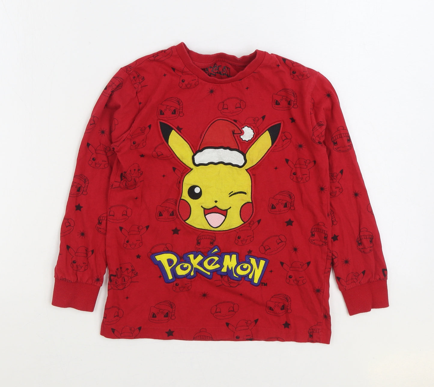 NEXT Boys Red Geometric 100% Cotton Pullover Sweatshirt Size 7 Years Pullover - Pikachu Pokemon Christmas