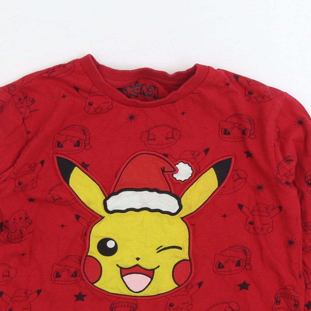 NEXT Boys Red Geometric 100% Cotton Pullover Sweatshirt Size 7 Years Pullover - Pikachu Pokemon Christmas