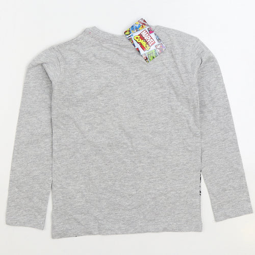 Marvel Boys Grey Cotton Basic T-Shirt Size 8-9 Years Round Neck Pullover - Marvel