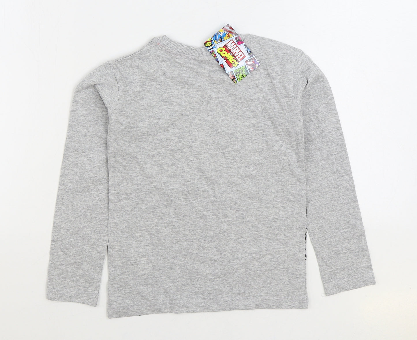 Marvel Boys Grey Cotton Basic T-Shirt Size 8-9 Years Round Neck Pullover - Marvel