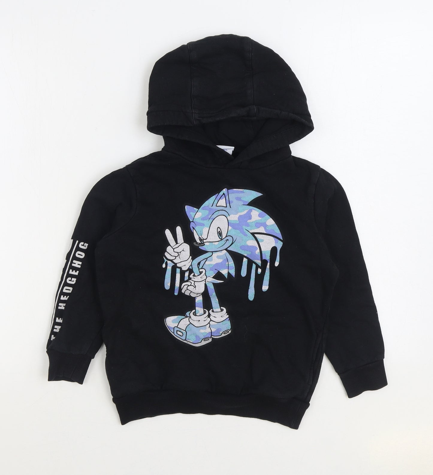 NEXT Boys Black 100% Cotton Pullover Hoodie Size 7 Years Pullover - Sonic The Hedgehog