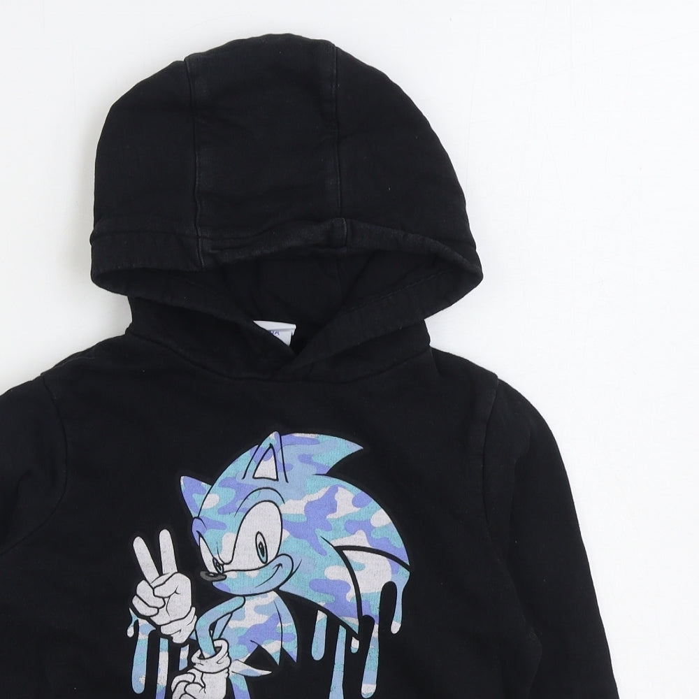 NEXT Boys Black 100% Cotton Pullover Hoodie Size 7 Years Pullover - Sonic The Hedgehog