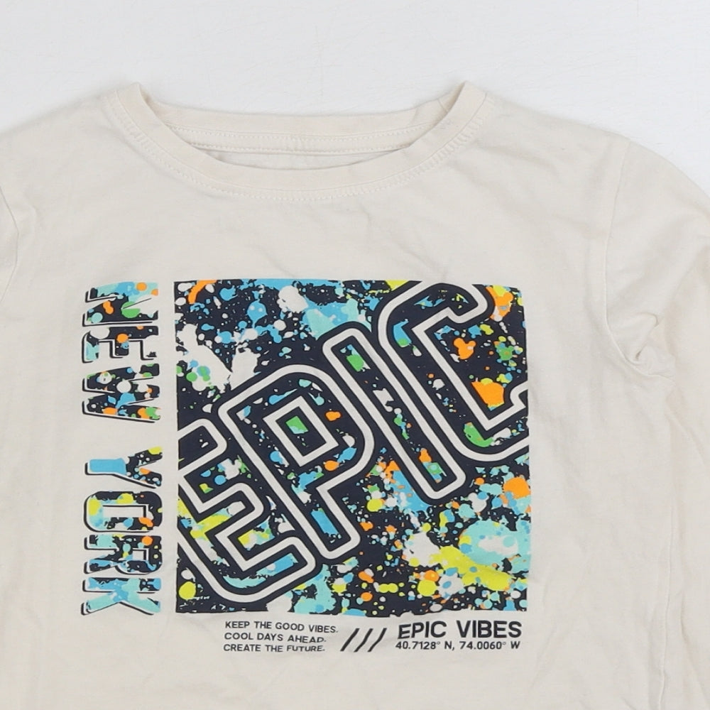 Dunnes Stores Boys White 100% Cotton Basic T-Shirt Size 6-7 Years Round Neck Pullover - New York