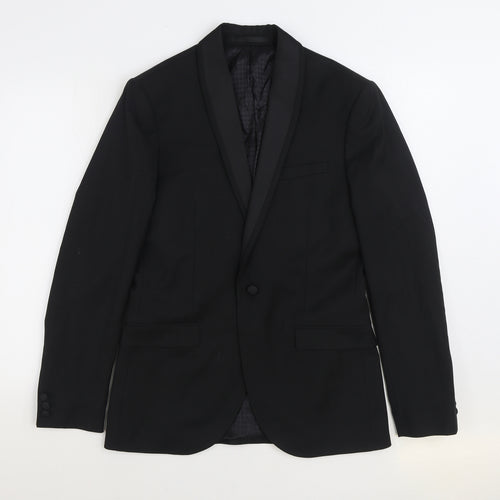 Topman Mens Black Wool Jacket Suit Jacket Size 38