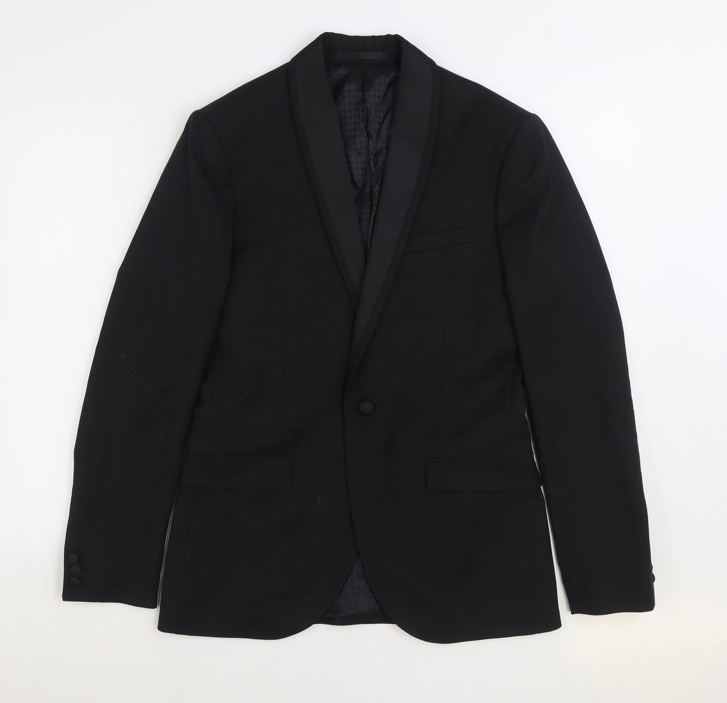 Topman Mens Black Wool Jacket Suit Jacket Size 38