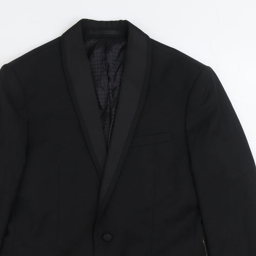 Topman Mens Black Wool Jacket Suit Jacket Size 38