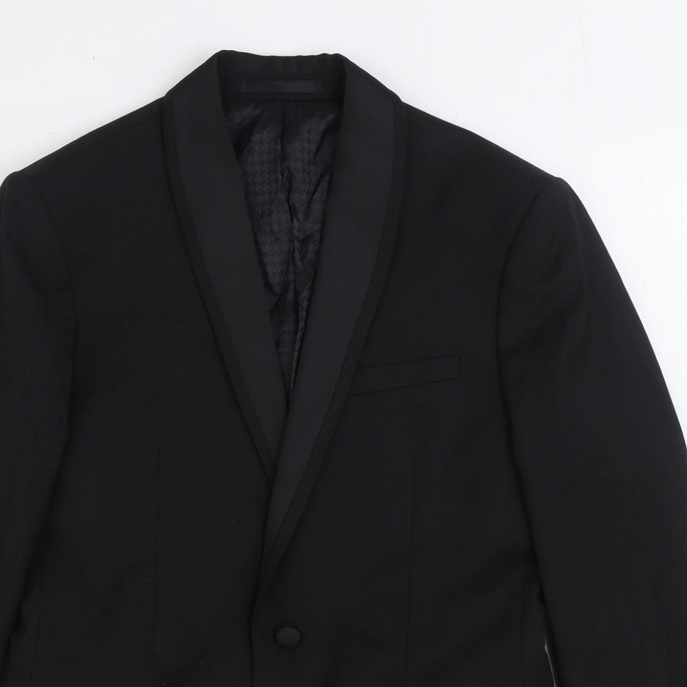 Topman Mens Black Wool Jacket Suit Jacket Size 38
