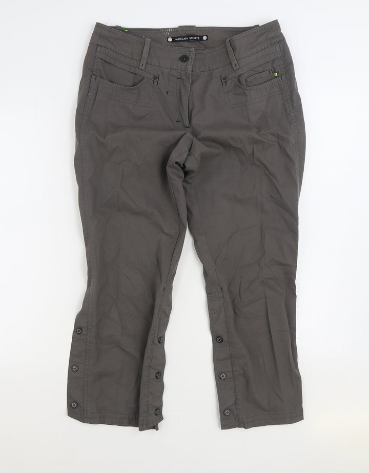 Marccain Sports Mens Grey Cotton Cropped Trousers Size 34 in L25 in Regular Zip