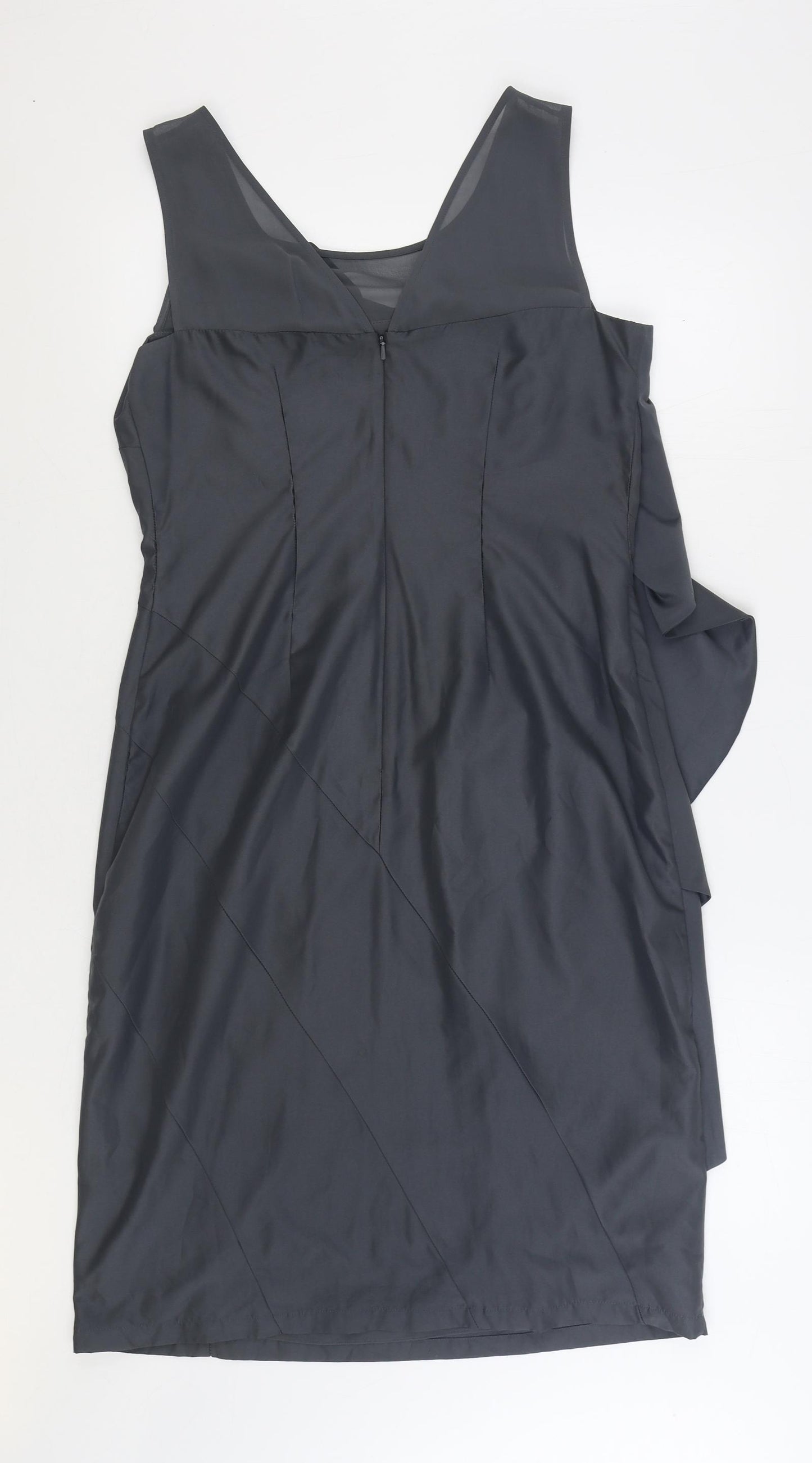 Per Una Womens Grey Polyester Sheath Size 12 V-Neck Zip