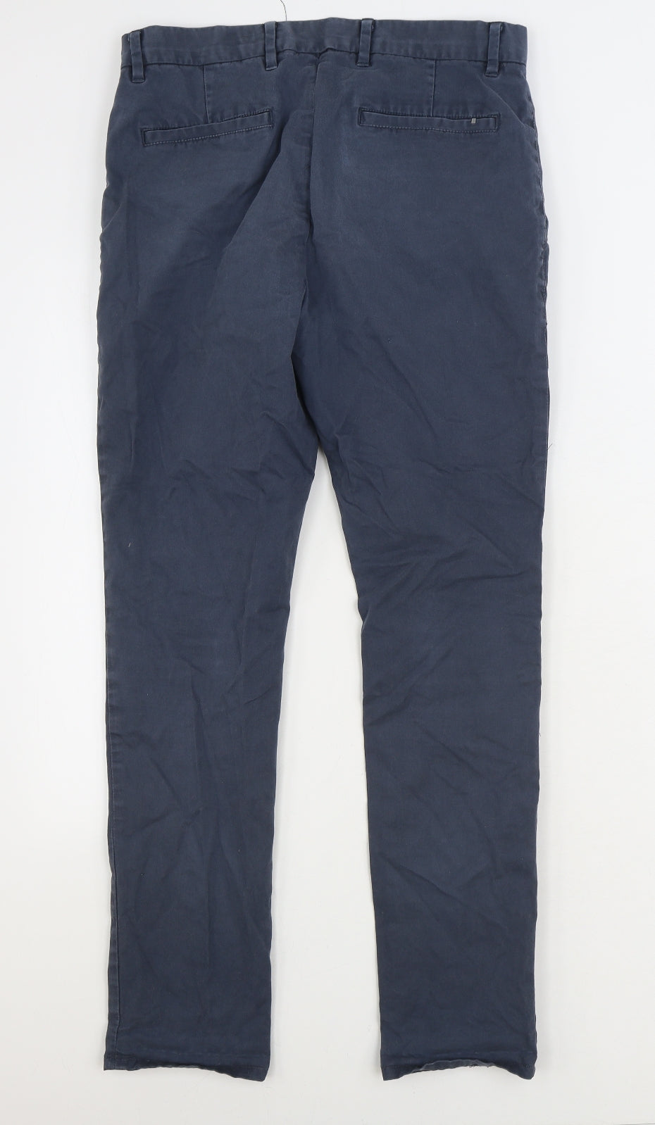 AllSaints Mens Blue Cotton Chino Trousers Size 30 in L29 in Regular Zip