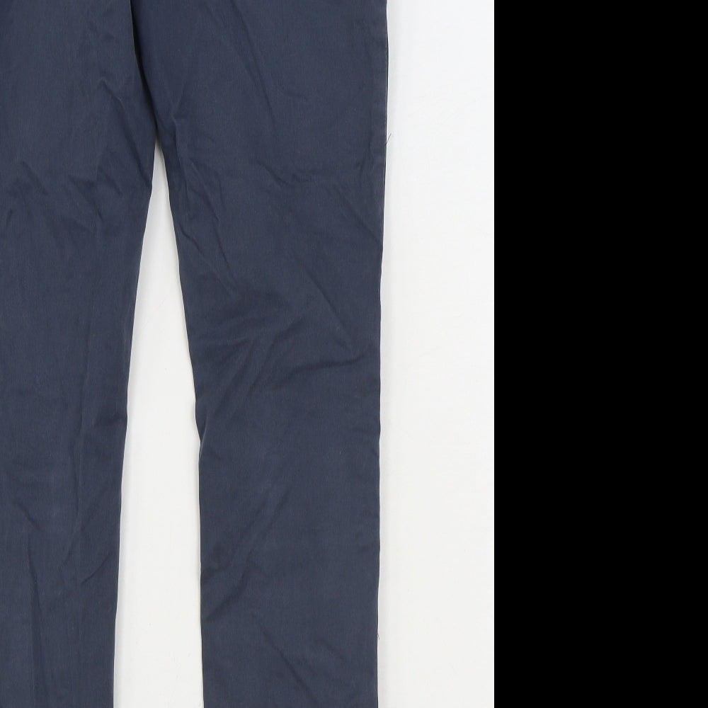 AllSaints Mens Blue Cotton Chino Trousers Size 30 in L29 in Regular Zip