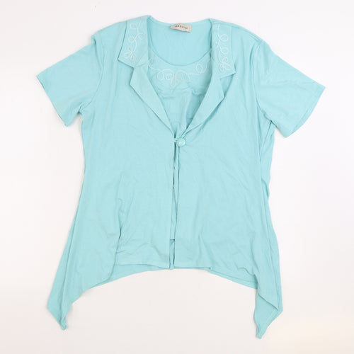 BASSINI Womens Blue Viscose Basic Blouse Size XL Round Neck