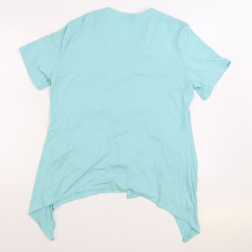 BASSINI Womens Blue Viscose Basic Blouse Size XL Round Neck