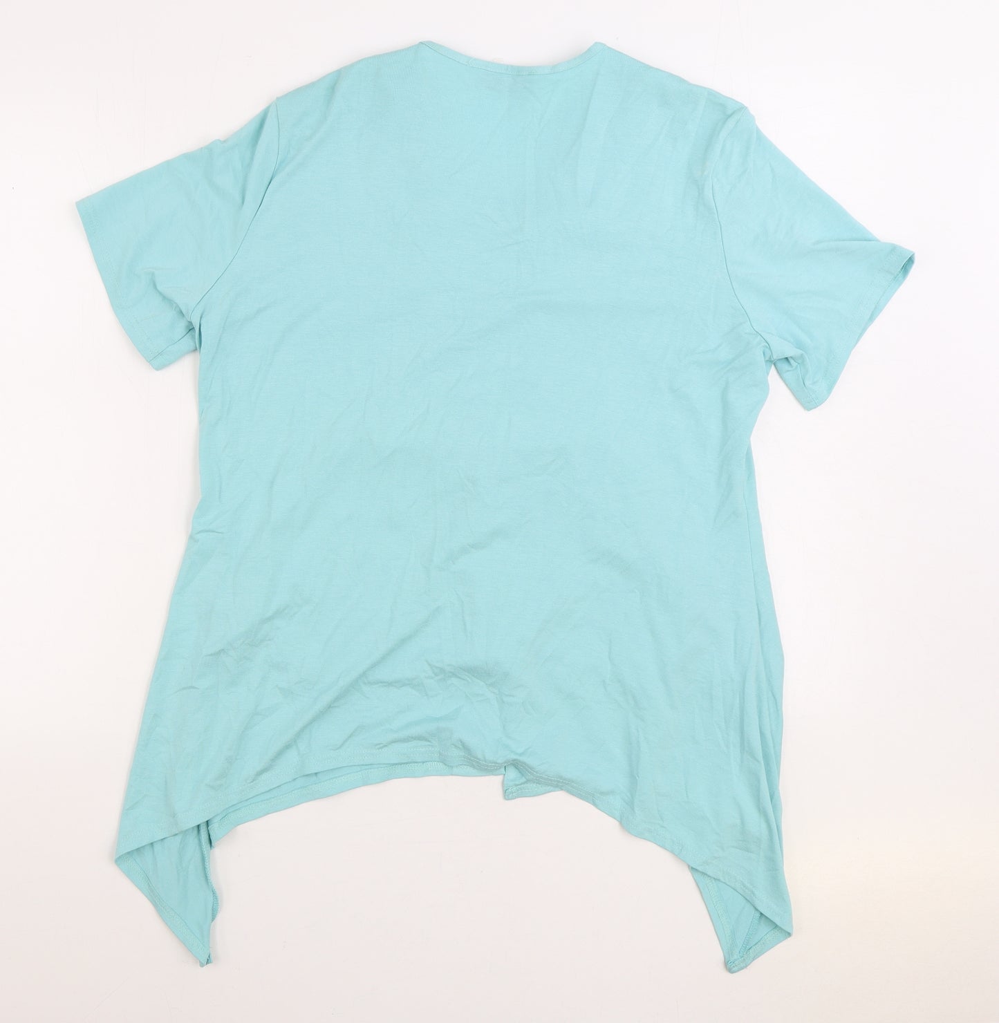 BASSINI Womens Blue Viscose Basic Blouse Size XL Round Neck