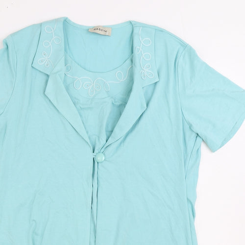 BASSINI Womens Blue Viscose Basic Blouse Size XL Round Neck