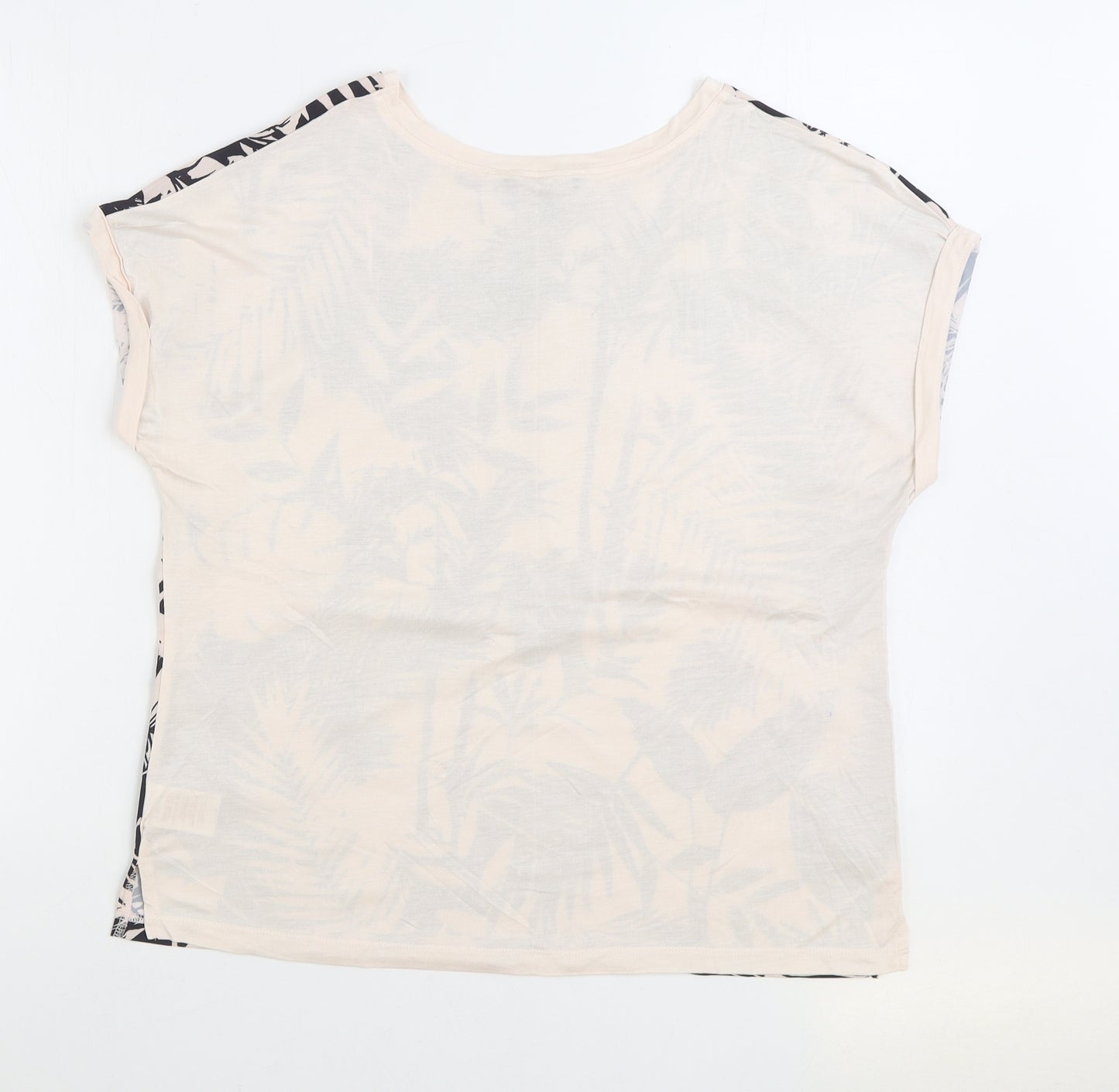 Peacocks Womens Pink Floral Viscose Basic T-Shirt Size 16 Boat Neck