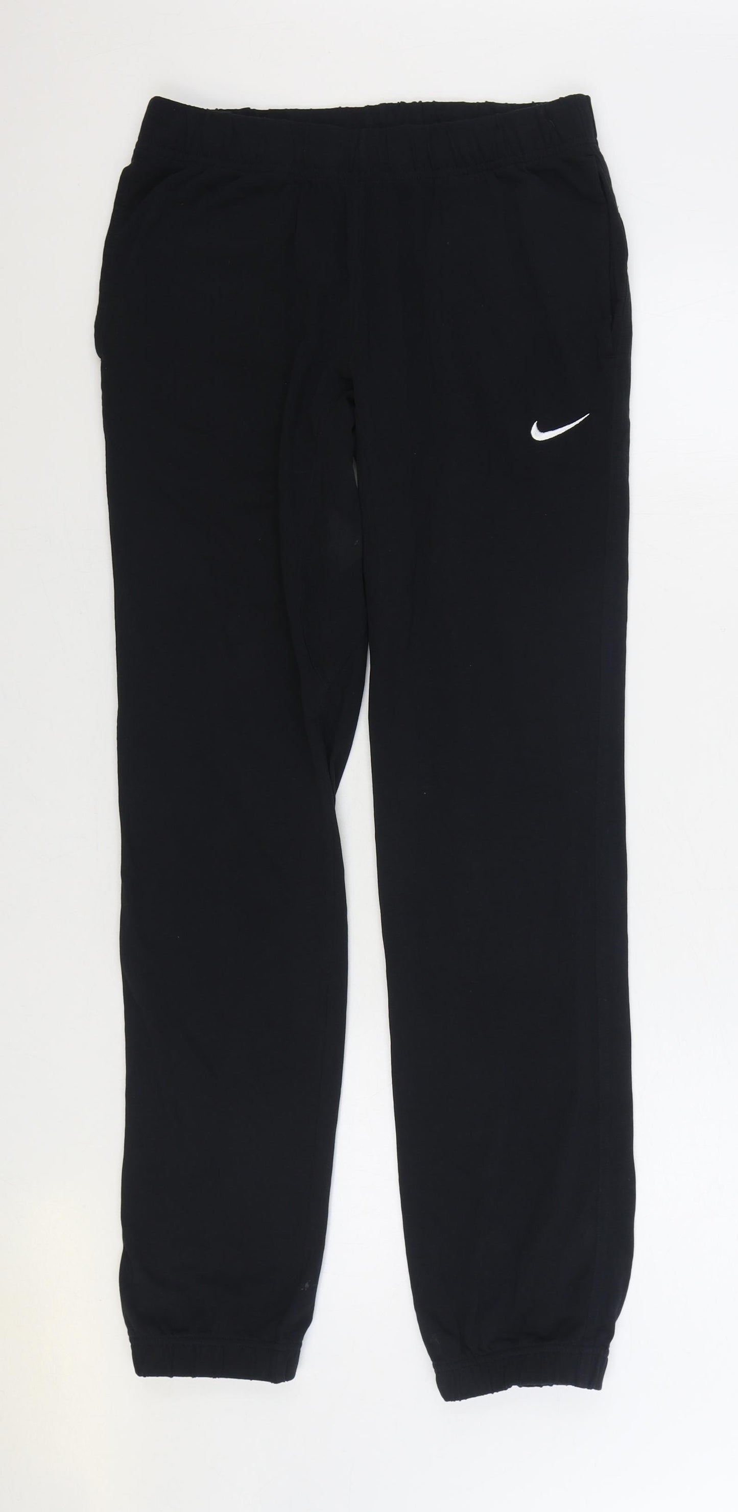 Nike Mens Black Cotton Jogger Trousers Size S L32 in Regular Drawstring