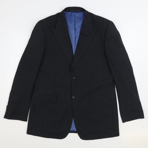 Countered Mens Black Striped Polyester Jacket Suit Jacket Size 40