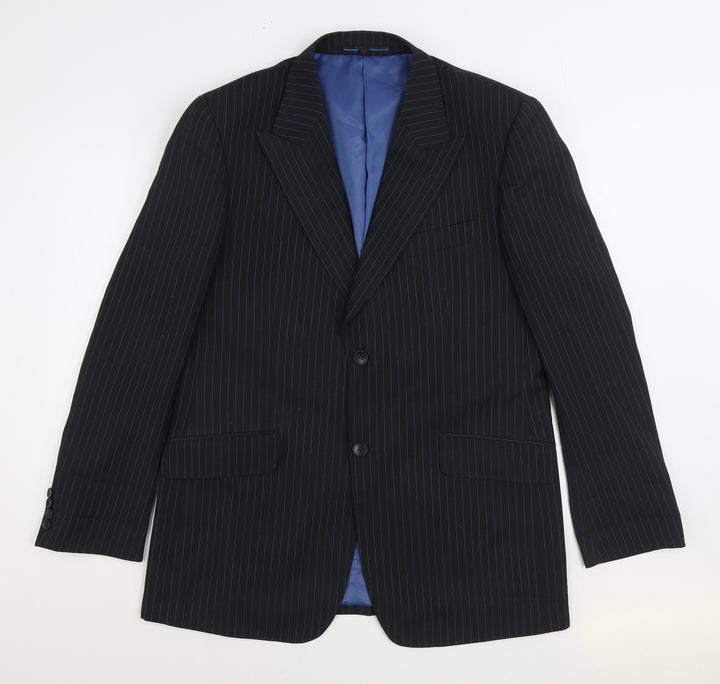Countered Mens Black Striped Polyester Jacket Suit Jacket Size 40