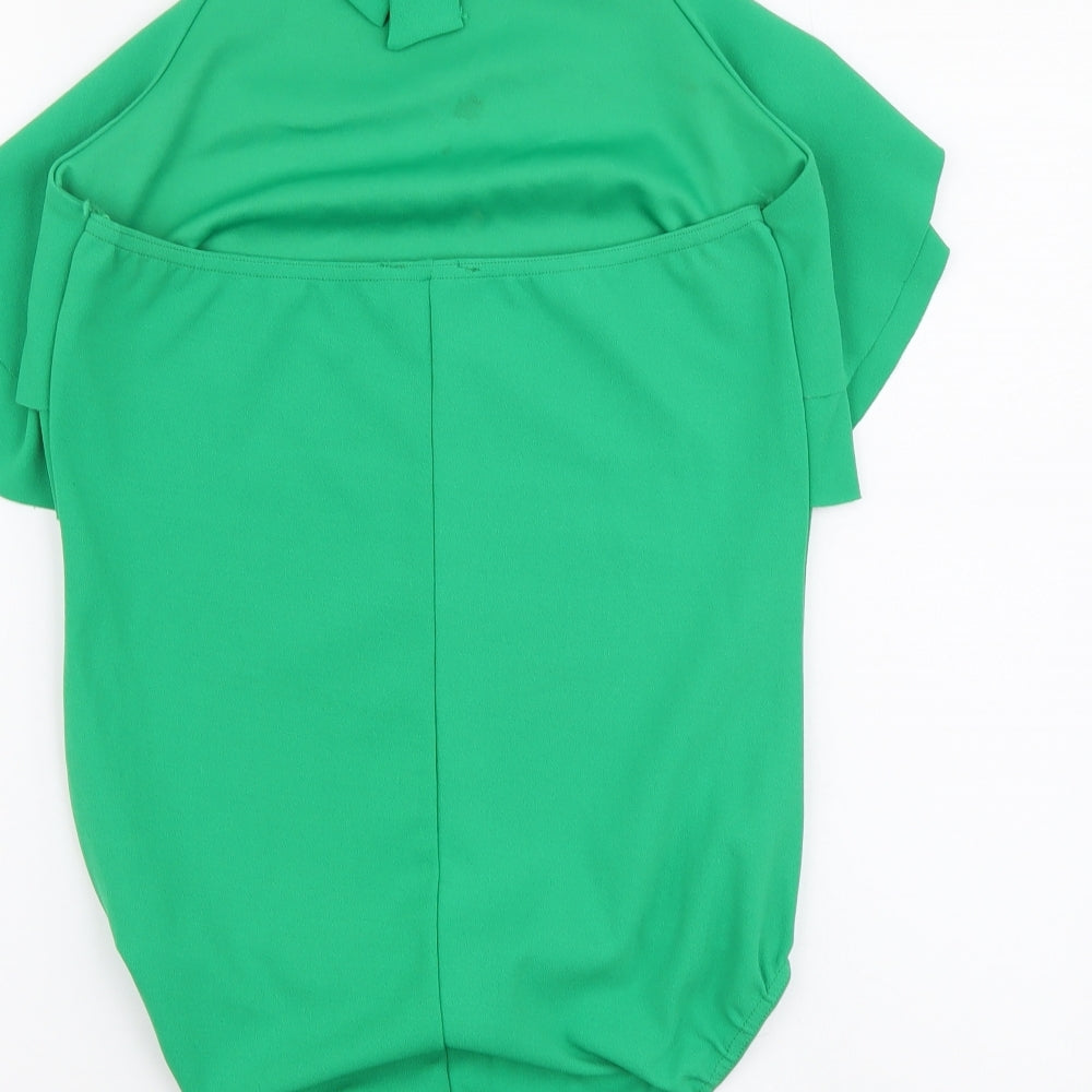 Quiz Womens Green Polyester Bodysuit One-Piece Size 14 Button