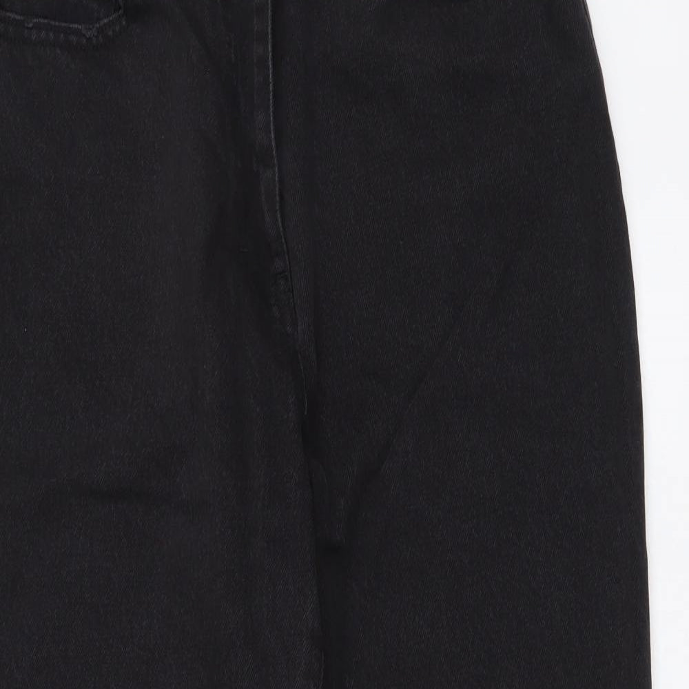 NEXT Womens Black Cotton Mom Jeans Size 14 L26 in Regular Button