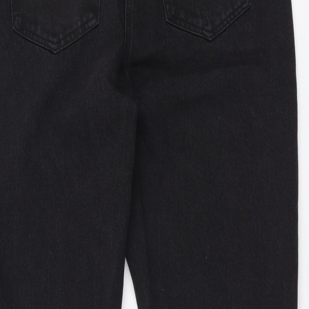 NEXT Womens Black Cotton Mom Jeans Size 14 L26 in Regular Button