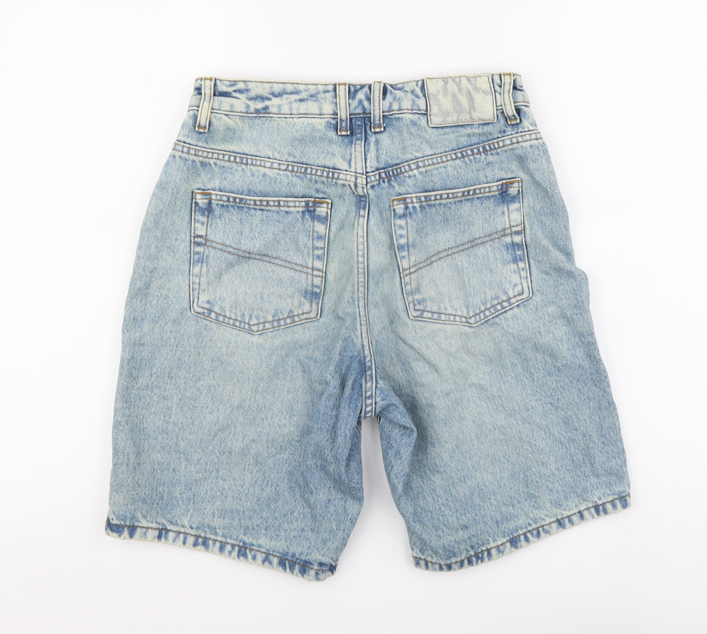 COLLUSION Womens Blue Cotton Bermuda Shorts Size 8 L8 in Regular Button