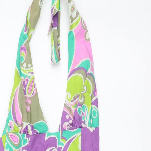 Zara Womens Multicoloured Geometric Cotton Basic Blouse Size XS Halter