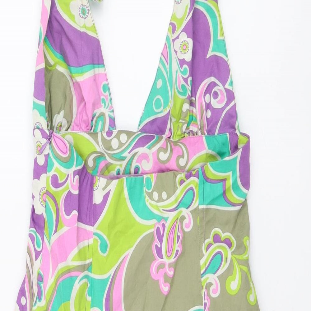 Zara Womens Multicoloured Geometric Cotton Basic Blouse Size XS Halter
