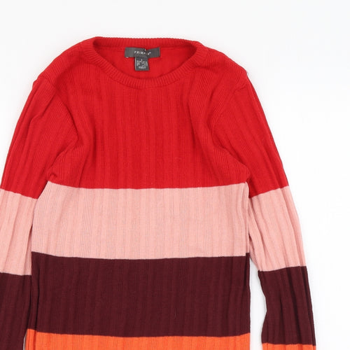 Primark Womens Multicoloured Round Neck Striped Polyester Pullover Jumper Size S