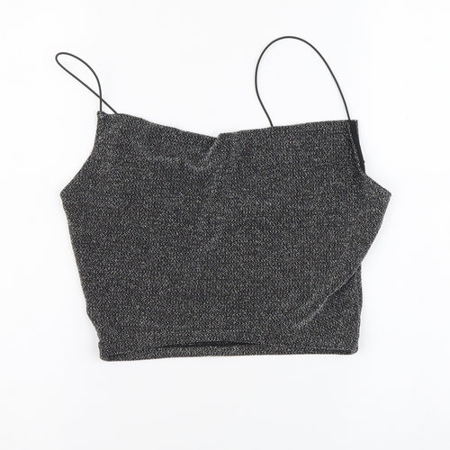 H&M Womens Silver Polyamide Cropped Tank Size S Round Neck