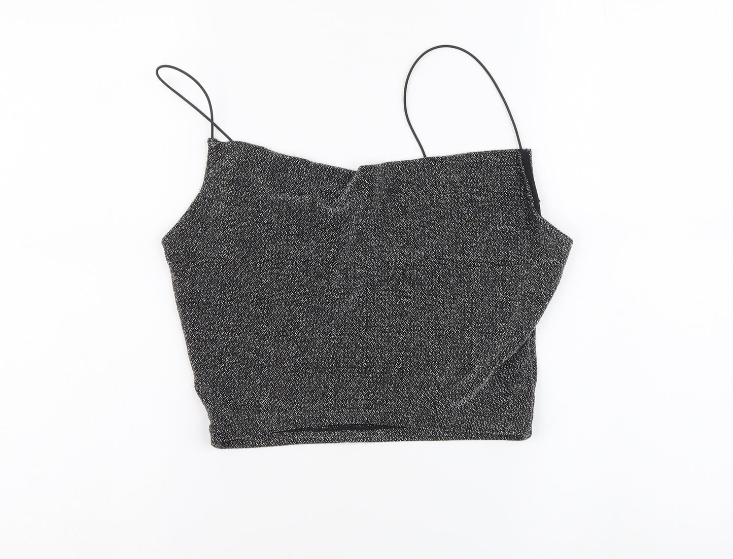 H&M Womens Silver Polyamide Cropped Tank Size S Round Neck