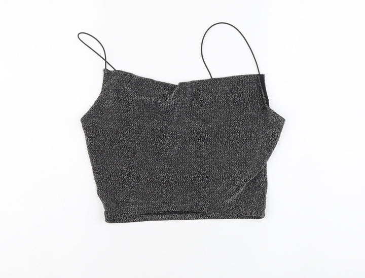 H&M Womens Silver Polyamide Cropped Tank Size S Round Neck