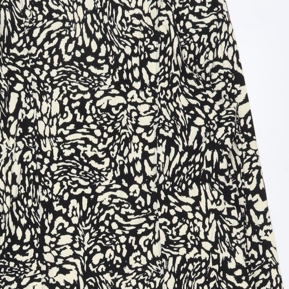 Dorothy Perkins Womens Black Animal Print Viscose A-Line Size 16 High Neck Pullover - Leopard print