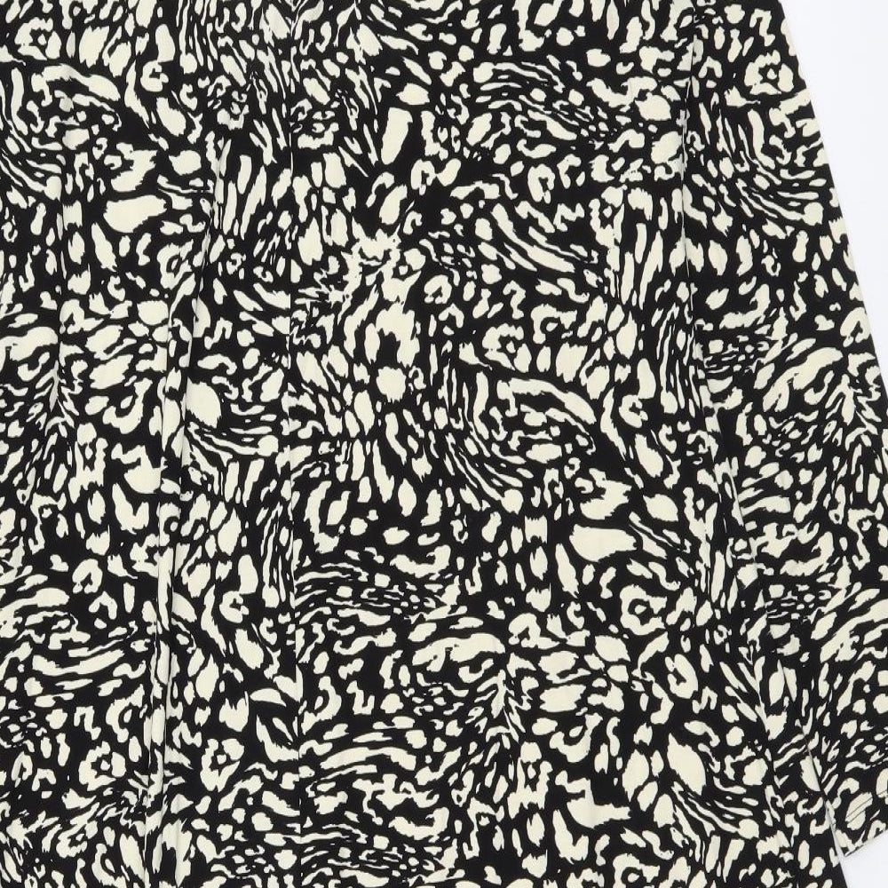 Dorothy Perkins Womens Black Animal Print Viscose A-Line Size 16 High Neck Pullover - Leopard print