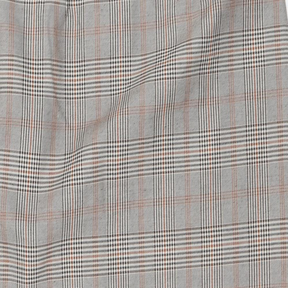 Primark Womens Beige Plaid Polyester A-Line Skirt Size 14 Button
