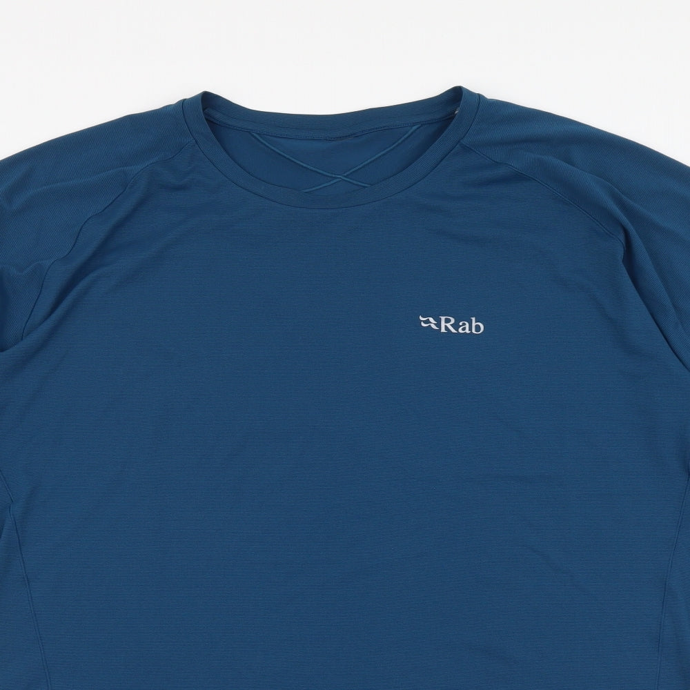 RAB Womens Blue Polyester Basic T-Shirt Size XL Round Neck Pullover