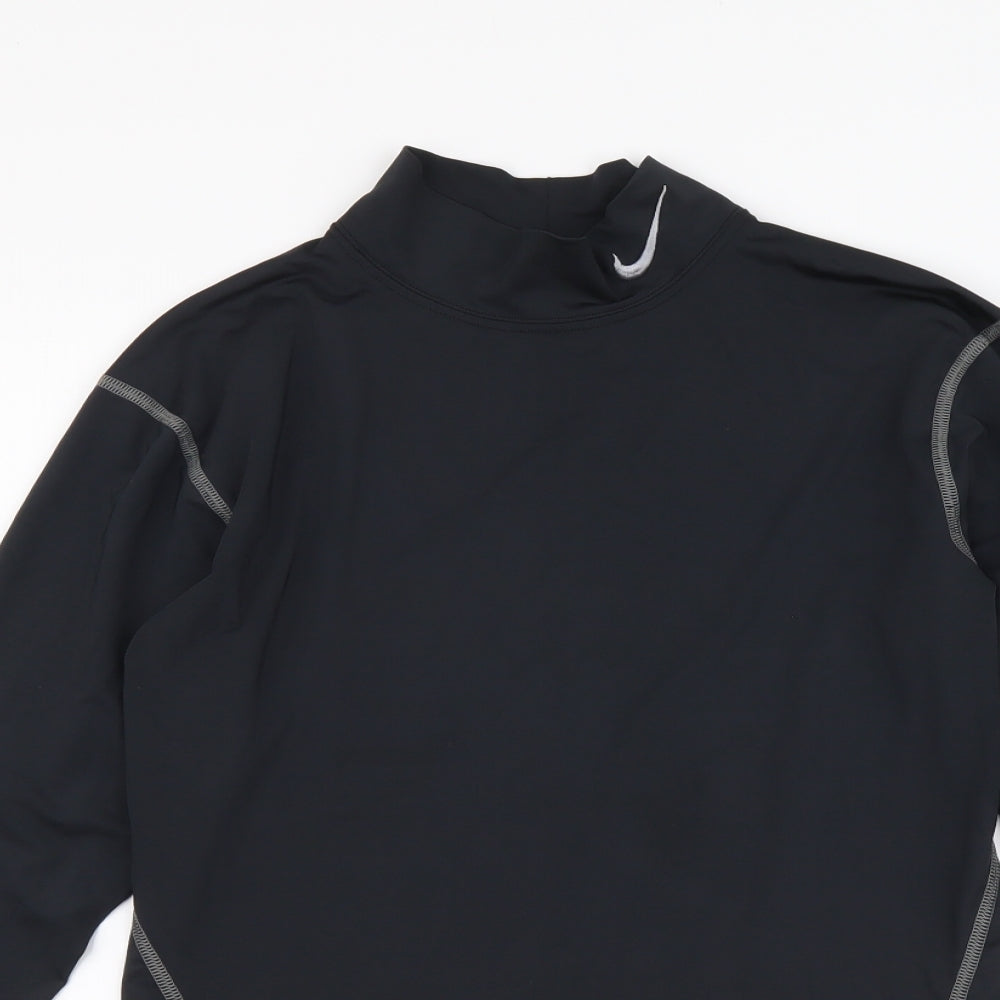 Nike Womens Black Polyester Basic T-Shirt Size S High Neck Pullover
