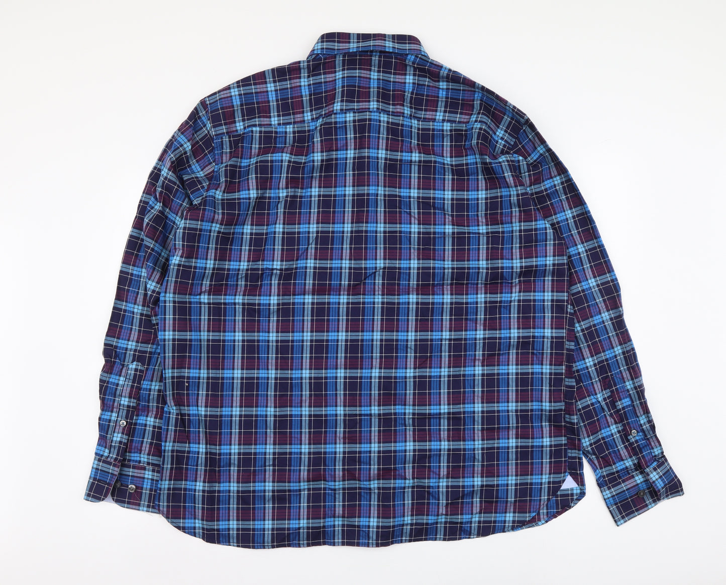 Blue Harbour Mens Blue Plaid Cotton Button-Up Size 2XL Collared Button