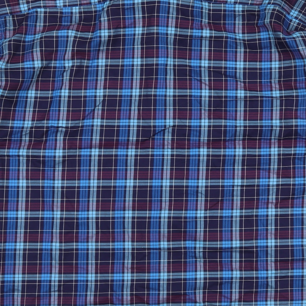 Blue Harbour Mens Blue Plaid Cotton Button-Up Size 2XL Collared Button