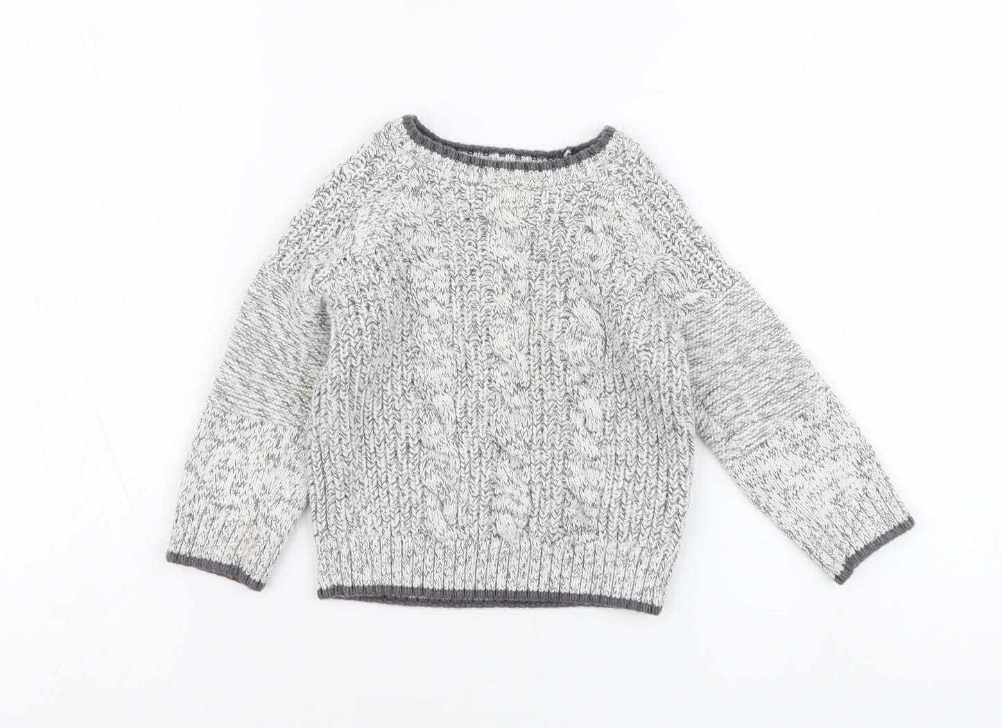 F&F Boys Grey Cotton Pullover Jumper Size 12-18 Months Pullover