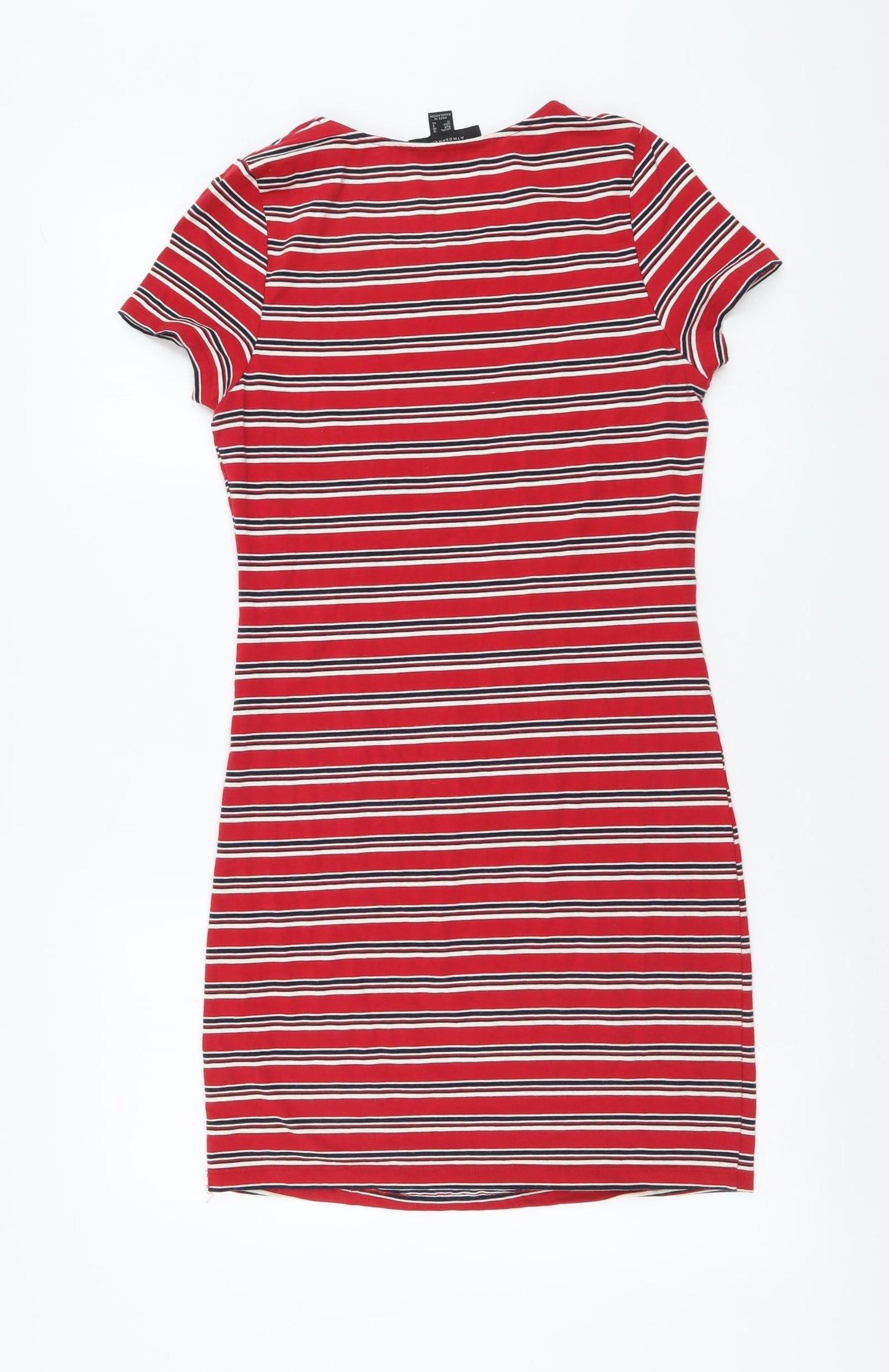 Atmosphere Womens Red Striped Polyester Bodycon Size 12 Round Neck Pullover