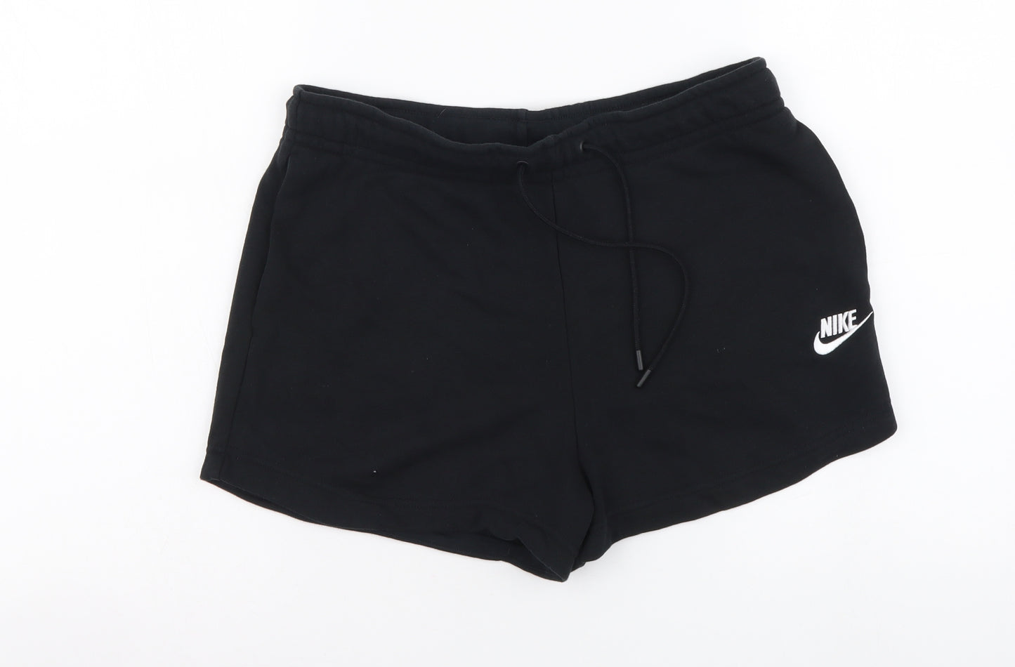 Nike Womens Black Cotton Hot Pants Shorts Size S L3 in Regular Drawstring