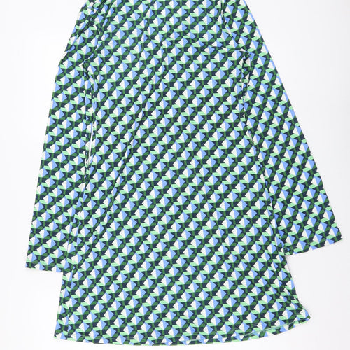Stradivarius Womens Multicoloured Geometric Polyester A-Line Size M V-Neck Pullover