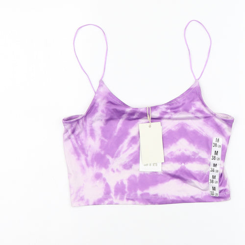 STR Womens Purple Polyester Cropped Tank Size M Square Neck