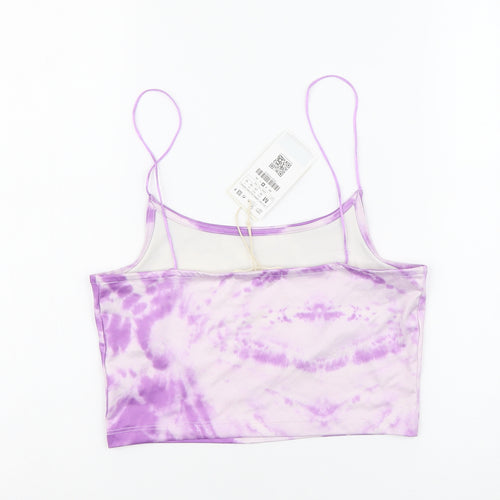 STR Womens Purple Polyester Cropped Tank Size M Square Neck