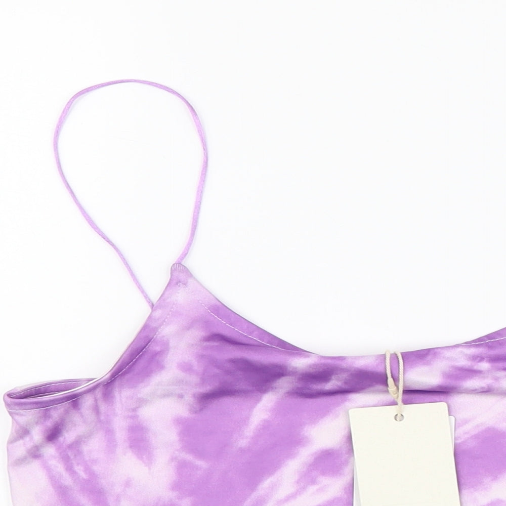 STR Womens Purple Polyester Cropped Tank Size M Square Neck
