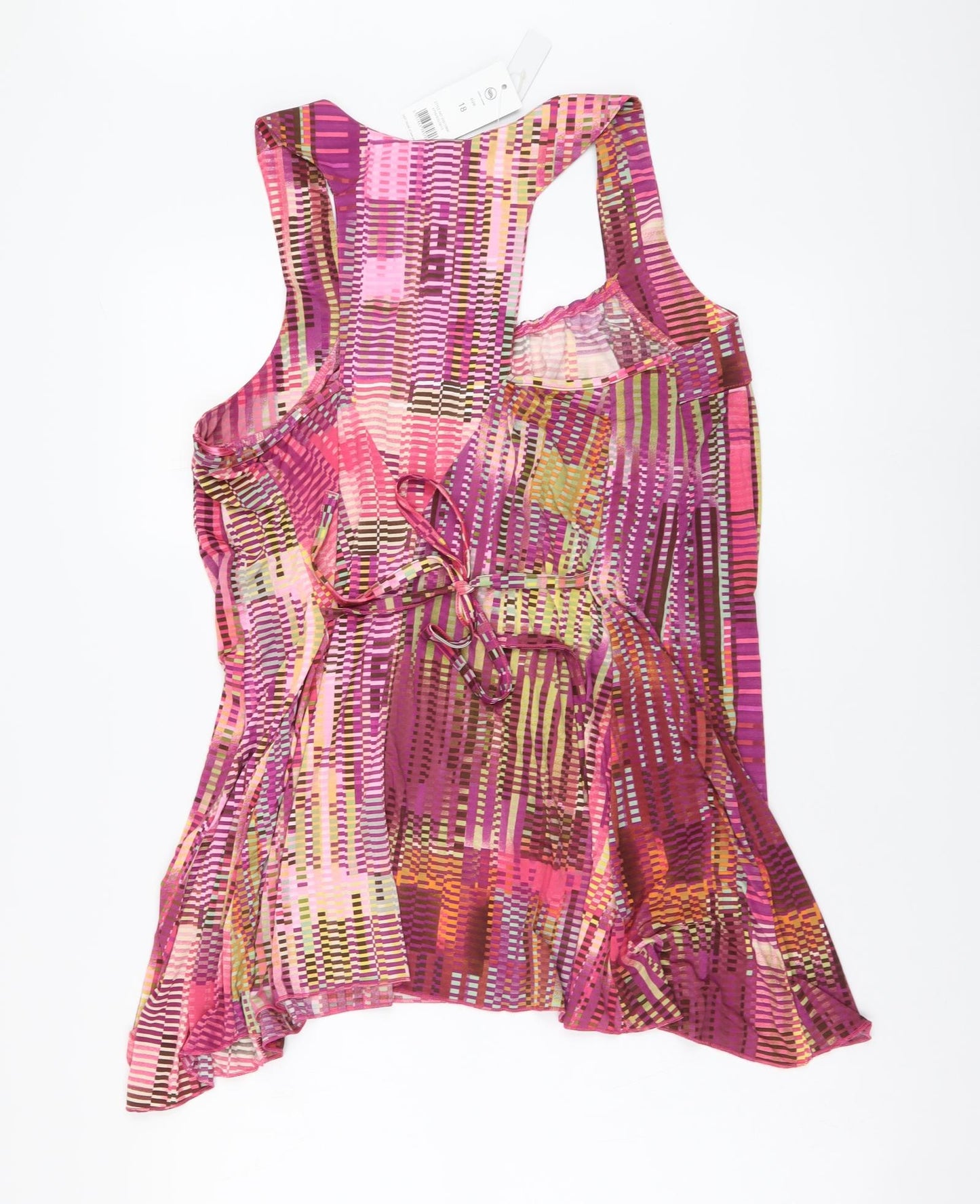 George Womens Multicoloured Geometric Polyester Basic Tank Size 18 Round Neck