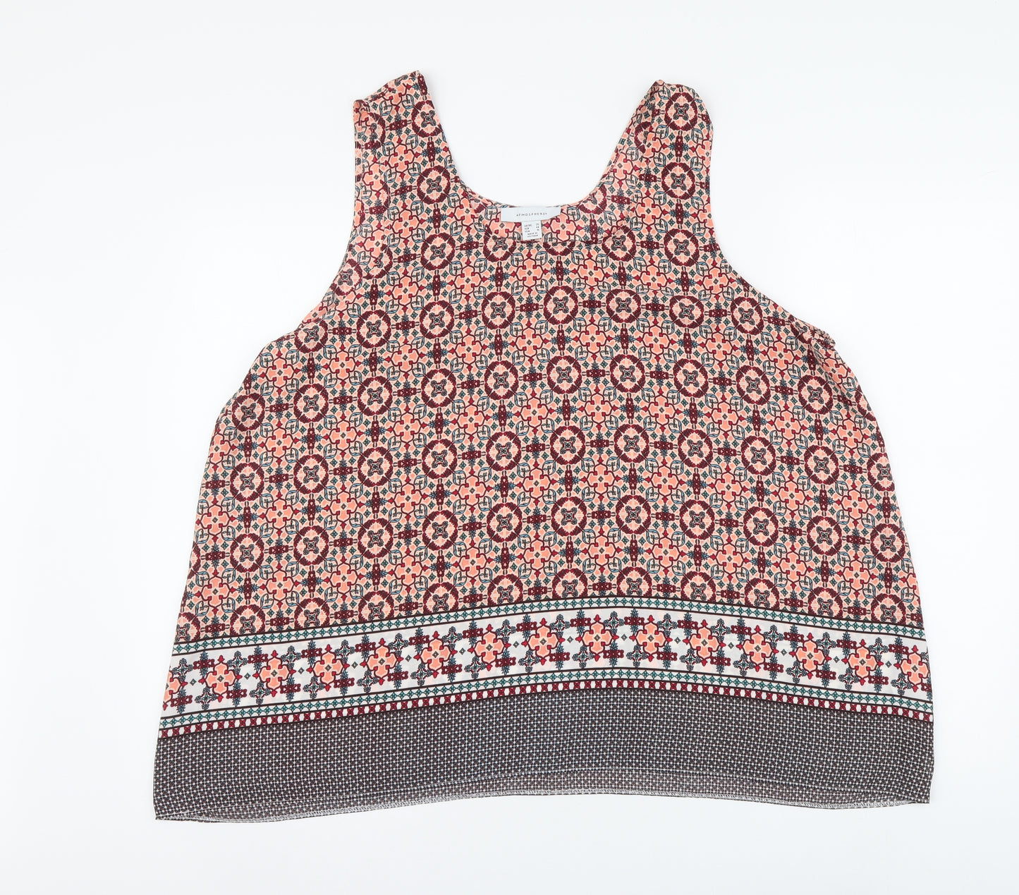 Atmosphere Womens Multicoloured Geometric Polyester Basic Tank Size 20 Round Neck