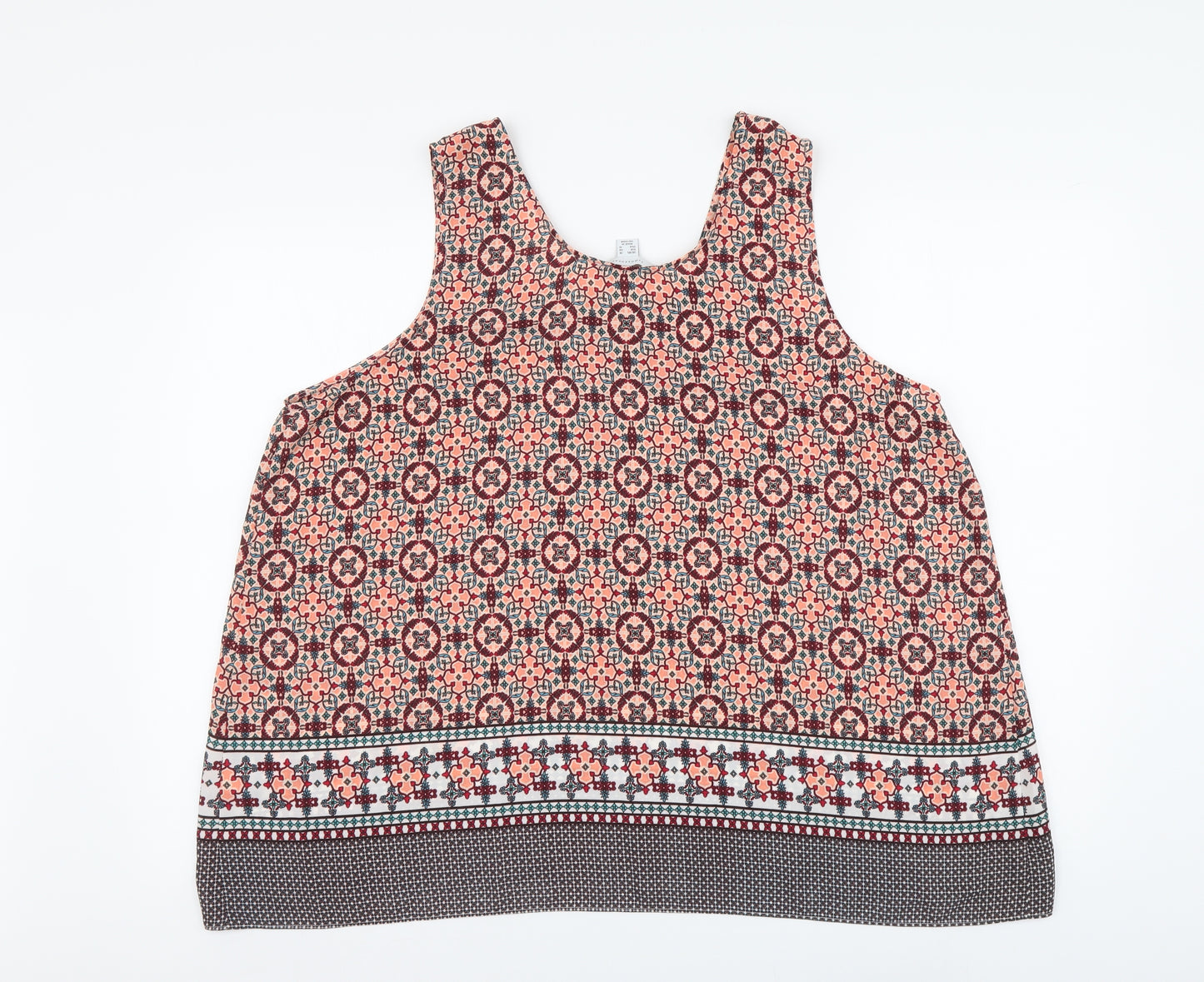 Atmosphere Womens Multicoloured Geometric Polyester Basic Tank Size 20 Round Neck